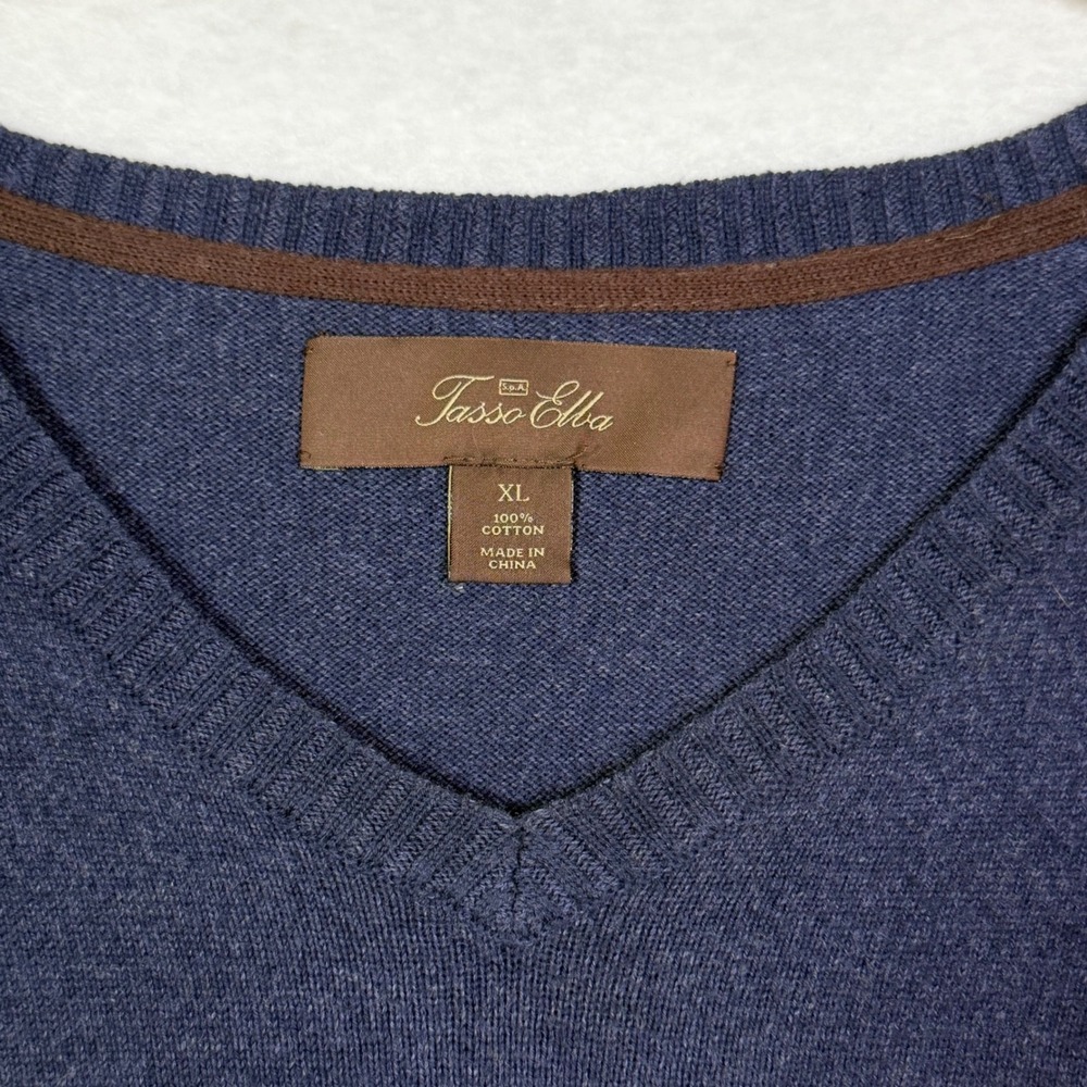 Tasso Elba Mens Size XL Navy Sweater Vest Cotton Preppy Golf Classic - Picture 4 of 8
